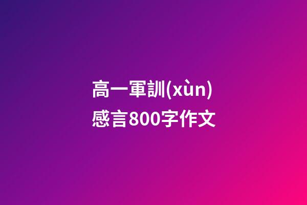 高一軍訓(xùn)感言800字作文