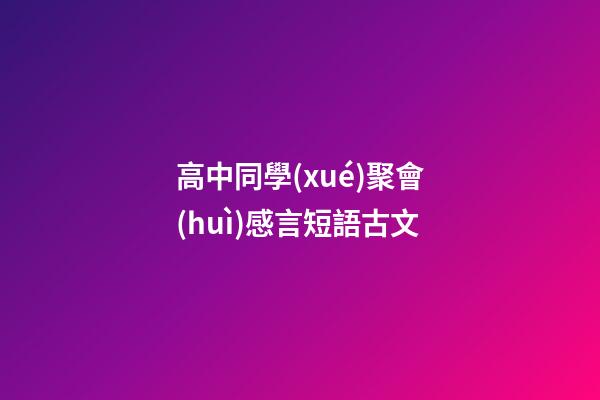 高中同學(xué)聚會(huì)感言短語古文
