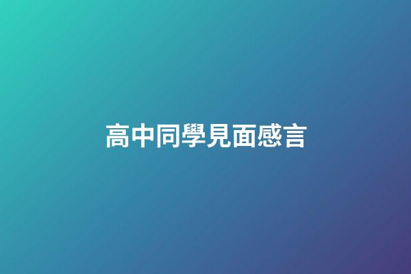 高中同學見面感言