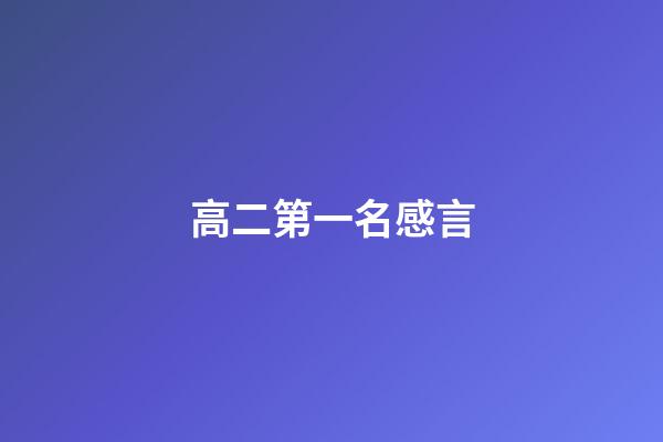 高二第一名感言