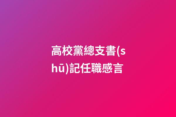 高校黨總支書(shū)記任職感言