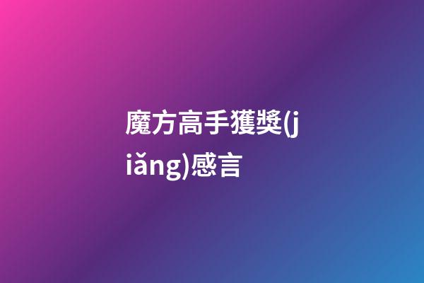 魔方高手獲獎(jiǎng)感言