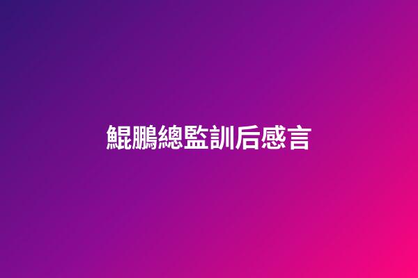 鯤鵬總監訓后感言