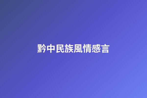黔中民族風情感言