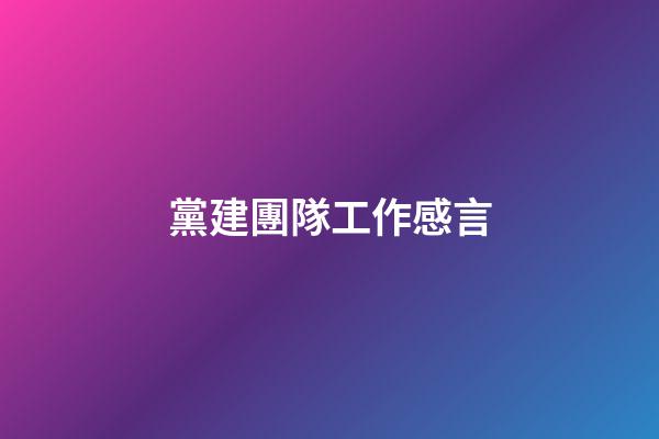 黨建團隊工作感言
