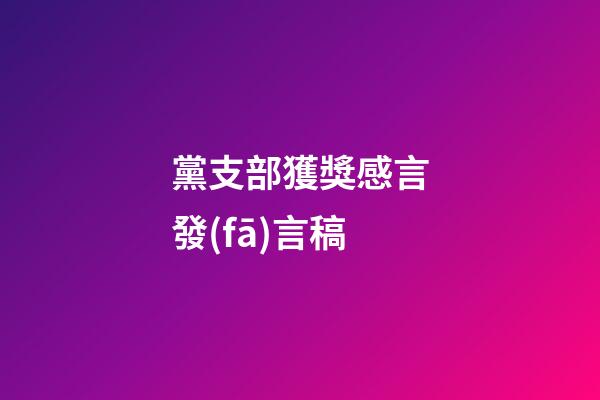 黨支部獲獎感言發(fā)言稿